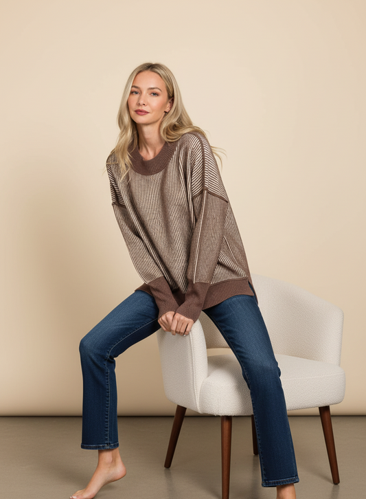 Exposed Seam Ribbed Sweater