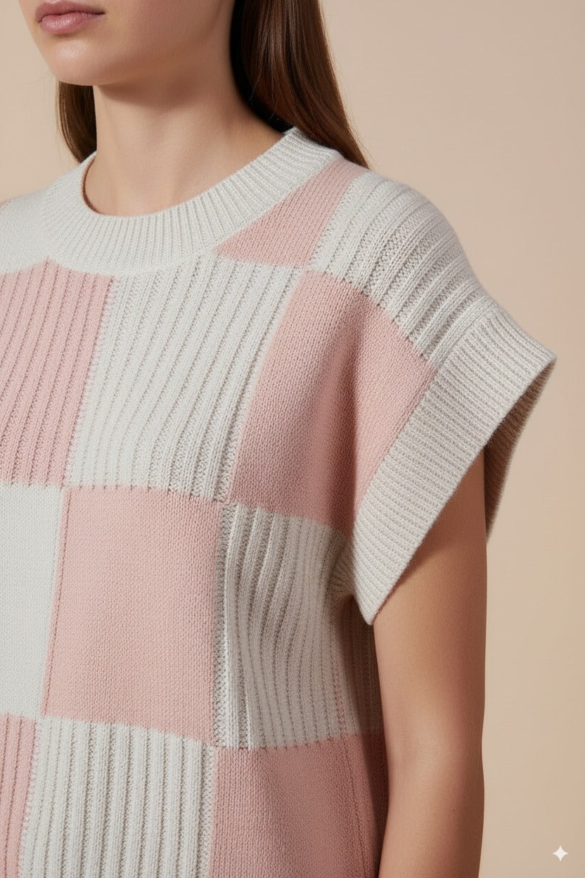 SO ME Check Plaid Casual Sweater Top