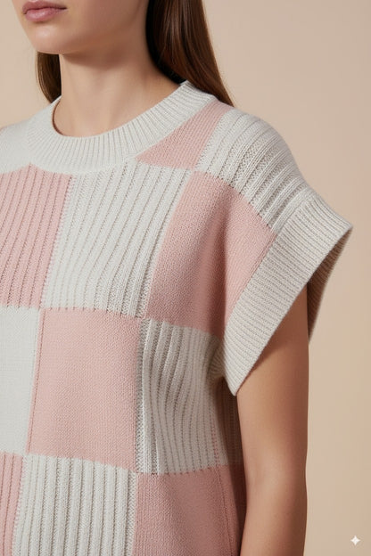 SO ME Check Plaid Casual Sweater Top
