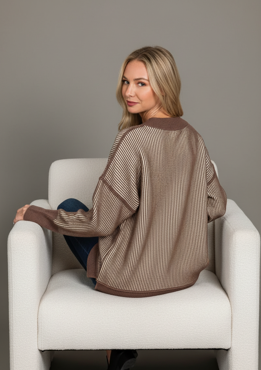 Exposed Seam Ribbed Sweater