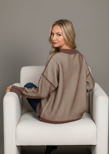 Exposed Seam Ribbed Sweater