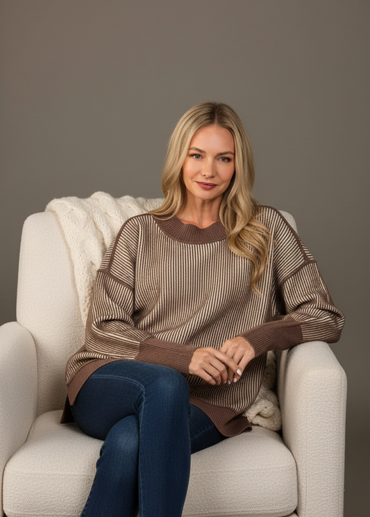 Exposed Seam Ribbed Sweater